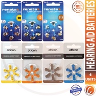 OTICON / RENATA Hearing Aid Batteries 10 / 13 / 312 / 675 - 6PCS