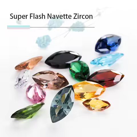 Astrobox Navette Zircon Gem Sew On Rhinestone Pointback Crystal Stones Loose Beads DIY Clothing Acce