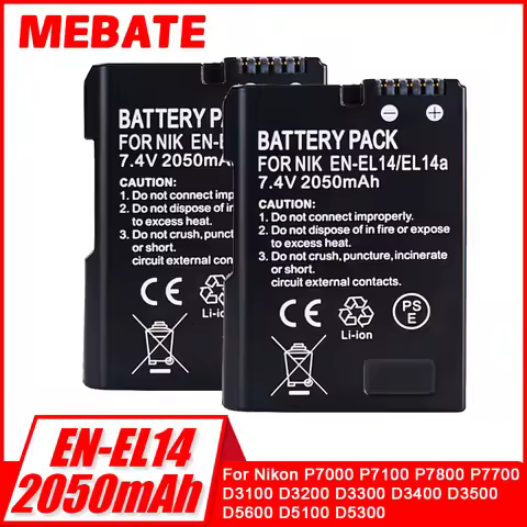 2050mah EN-EL14a EL14 CAMERA BATTERY EN-EL14 For Nikon P7000 P7100 P7800 P7700 D3100 D3200 D3300 D34