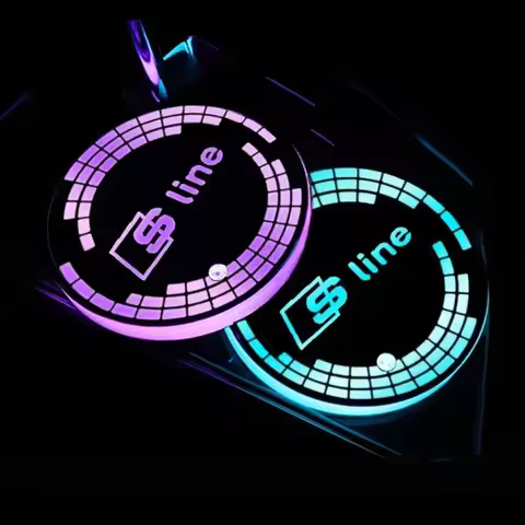 LED Light Car Water Coaster Drinks Holder Mat for Audi Sline RS A1 A2 A3 A4 A5 A6 A7 A8 Q1 Q2 Q3 Q4 