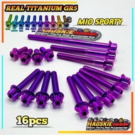 REAL TITANIUM GR5 YAMAHA MIO SPORTY CRANKCASE BOLTS SET 16pcs GR5 Screw Titanium Bolt