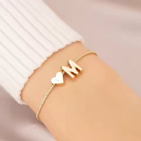 Simple Fashion Love Letter Bracelet Retro Adjustable Alloy Letter Bracelet Women Hand Jewelry Access