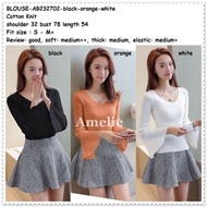 baju atasan rajut blouse wanita korea import hitam putih orange black