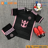 Miami Children's Soccer Clothes, Black Inter Miami Soccer Shirt 2024 For Baby High Quality Cold T-shirt - Vicsport