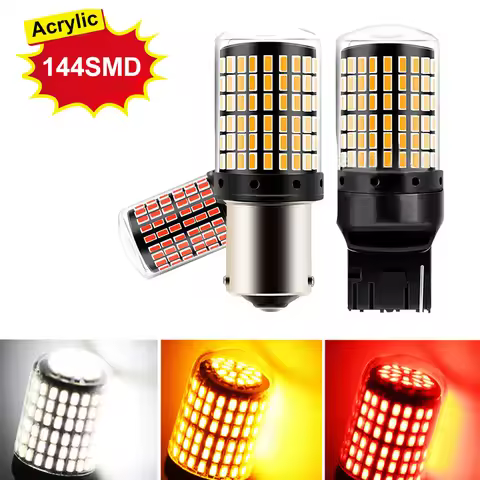 2pcs 1156 BAU15S PY21W 1156 BA15S P21W 1157 BAY15D P21 5W 7443 W21 5W T20 Car LED Bulbs Light 144smd