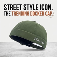 Street Style Docker Cap Topi Docker Sulaman Sports Adjustable Brimless Skull Cap Unisex Retro Casual