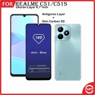 LAYAR Screen Protector & Garskin Realme C51s C51 Tempered Glass Anti-Scratch Full Cover