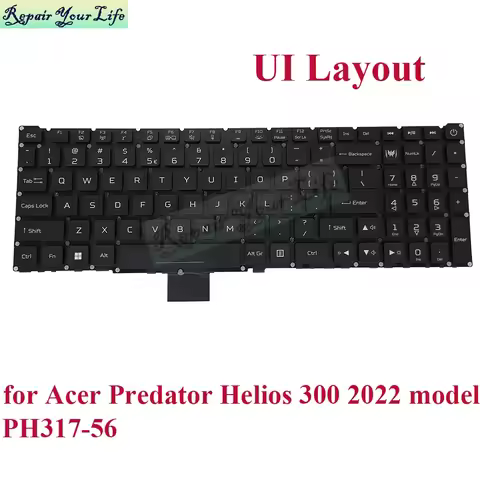 PH317-56 UI US Russian RGB Backlit Keyboard For Acer Predator Helios 300 PH317-56-70XJ 73DK 709L 202