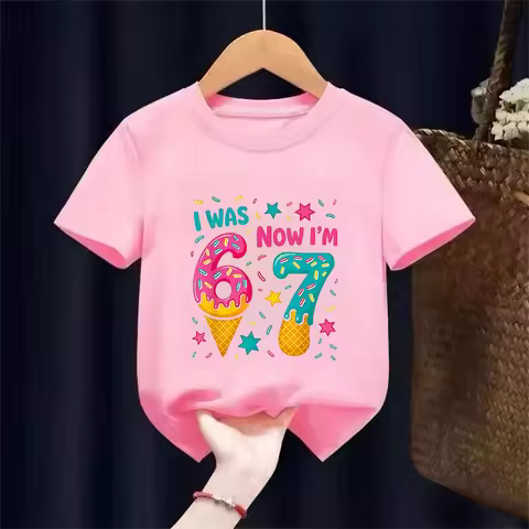 I Was 6 Now I'm 7 Printed Kids Tshirts for Baby T-Shirt Funny 7th B-day Gift for Boys T Shirts Seven