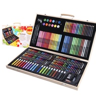 ปากกาสีน้ำ  สีเทียน ชุดระบายสี 180 ชิ้น พาเลทชุดระบายสี อุปกรณ์สำหรับวาดภาพและระบายสี