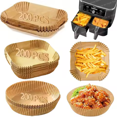 Rectangle Disposable Air Fryer Liner for Ninja DZ201/DZ401 Square/Round Non-Stick Parchment Paper fo