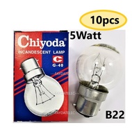 10PCS CHIYODA G40 5W B22 INCANDESCENT BULB (CLEAR)