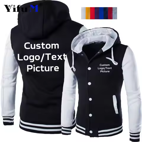 Custom Logo Men's Hoodie Jacket Streetwear Long Sleeve Sweatshirts Zipper Hooded Sportswear Men Stre