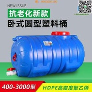 【惠惠市集】純原料加厚大容量塑料桶藍色防曬水箱臥式圓形家用大號塑料儲水桶