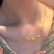 Fashion Women Jewelry Alloy Gold Plated Rose Flower Pendent Necklace Bracelet