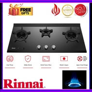 (READY STOCK) Rinnai RB-3CGT 3 Inner Burner Gas Hob (Glass) Built-in Gas Stove RB3CGT