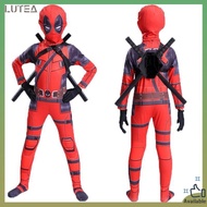 superhero costume for kids baju spiderman Deadpool pakaian ketat kanak-kanak kostum cosplay Halloween prom pakaian anime Deadpool pakaian pedang berganda