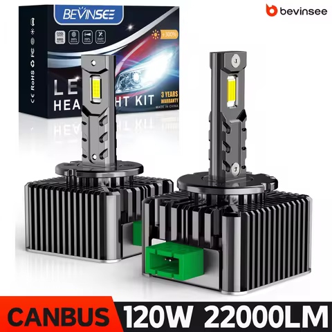 BEVINSEE D3S D1S D2S D5S D1R D2R D3R LED Canbus Headlight Bulbs 6000K White 70W for BMW M3 X5 X6 for