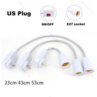 23cm 43cm 53cm AC 110V 220V E27 US plug Lamp Bulb Flexible Light Bases Holder Switch Adapter power S