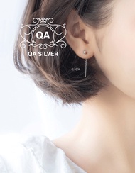 Khuyên tai bạc 925 dáng dài dây xích bi bông nữ sợi mảnh S925 CHAIN QA Silver Earrings EA170101