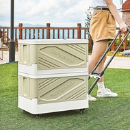 Outdoor Camping Trolley Foldable and Portable Lever Car Trolley Shopping Cart Home Car Trunk Storage Box