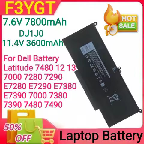 7.6V/11.4V 7800/3600mAh F3YGT DJ1J0 for Dell Latitude 7480 12 13 7000 7280 7290 E7280 E7380 E7390 74