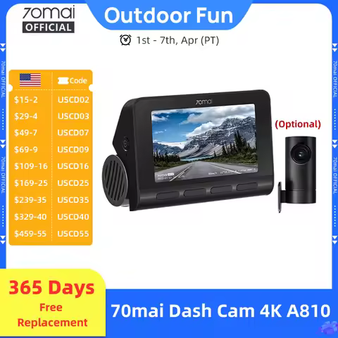 70mai 4K Dash Cam A810 Front Rear Set Suppor 4G Module LTE UP04 Remote Control GPS ADAS Car DVR 70ma