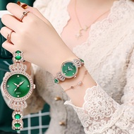 2023 New Watches Ladies Green Crown Studded Diamond Wristwatch Waterproof Fashion Casual Luxury Watch for Women