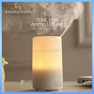 [KIRONA SCENT] Muji Style USB Aroma Diffuser | 70ml Volume |  Zen Breeze Ultrasonic Humidifier | 7 LED Lights | Free 30ml Diffuser Essential Oil - Lavender, Lemongrass, Eucalyptus, Hotel Fragrances