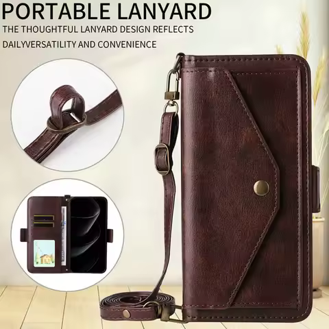 For Sony Xperia 1 VII 5G 2025 Crossbody Strap Leather Wallet Case For Sony Xperia 10 VI Luxury Cover