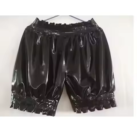 100% Latex Rubber Handsome Black Man Brief Short Underwear With lace