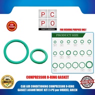 PC PO CAR AIR CONDITIONING COMPRESSOR O-RING GASKET ASSORTMENT KIT (1-PC per ORDER), GREEN