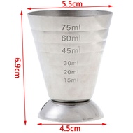 [HOT P] 75ml Measuring Shot Cup Ounce Jigger Bar Cocktail Drink Mixer Liquor Measuring Cup Measurer Coffee Mug Stainless Steel
