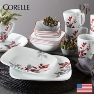 Corelle Kyoto Leaves Loose Item (Square Luncheon Plate, Square Cereal Bowl, Square Dinner Plate, Square Butter Plate)