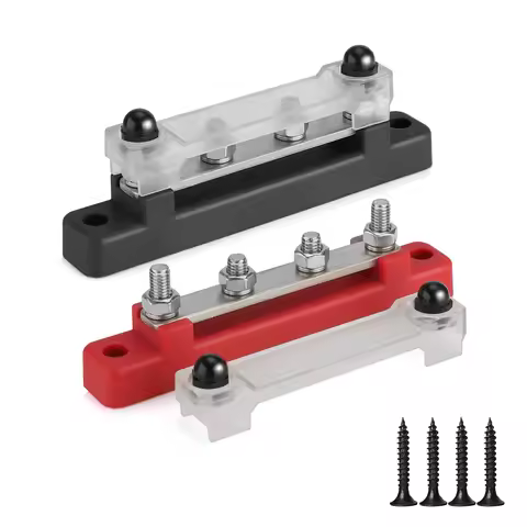Car 48V 150A Battery Bus Bar Terminal Block Marine 8x1/4 M6 Power Distribution Block with Cover 12V-