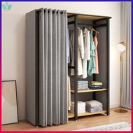 Simple wardrobe home bedroom fully hanging open steel frame assembly rental house small apartment storage cloth wardrobe combination DYUA