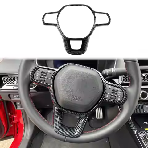 Carbon Fiber Car Steering Wheel Cover Molding Trims Red Style for 11th Honda Civic 22-25 Accord HR-V