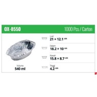 Aluminium Tray OX 8550 / AluTray OX8550 / Tray Aluminium Oval OX8550 /