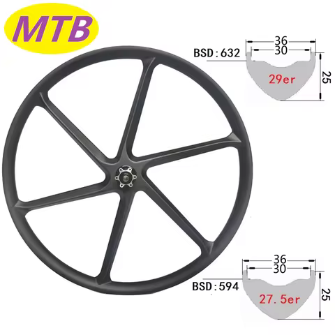 29er Carbon 6 Spoke wheel 650b 27.5 XC AM E-Bike Hookless Tubeless Mtb Bicycle Wheelsets Lefly DT Bo
