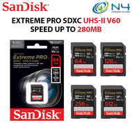 SanDisk Extreme PRO UHS-II SDXC V60 Memory Card ( 64GB/128GB/256GB/512GB ) 280MB Camera Memory Card