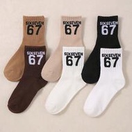 1/6 Pairs Crew Socks For Kids, Sport 67 Fun Meme Socks, Gen Alpha Slang Six Seven 6 7 Meme Design So