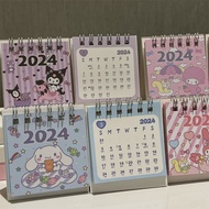 Kawaii Sanrio Cinnamoroll Kuromi 2424 Year Cartoon My Melody Calendar Mini Desk Calendar Desktop Decoration Stationery