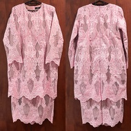 Apple Couture Kurung Lace & Kain Kipas Belakang Set in Pink