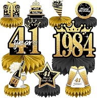 41st Birthday Decorations Set, 1984 Table Toppers for Women Men Birthday Party Supplies, Happy 41 Ye