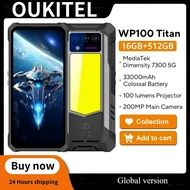 Oukitel WP100 Titan โทรศัพท์ป้องกันสามเครื่อง33000MAh 7300เครื่องฉายสไลด์แบบบิลต์อินตะเกียงตั้งแคมป์