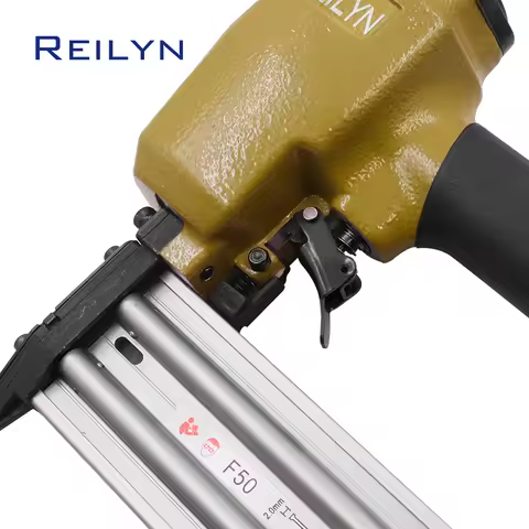 REILYN 18GA Air Brad Nailer F50 Pneumatic Finish Stapler 15-50mm Straight Nail Gun for Cork Framing 