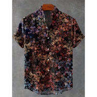 Men's  Patterned Shirt, Short Sleeved Button Down Collar Summer Top Vacation Casual Hawaiian Shirt