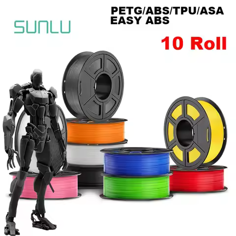 SUNLU 3D Filament PETG/ABS/EASY ABS/ASA/TPU 1.75mm 10Roll 1KG(TPU 0.5KG/Roll）3D Printer Filament for