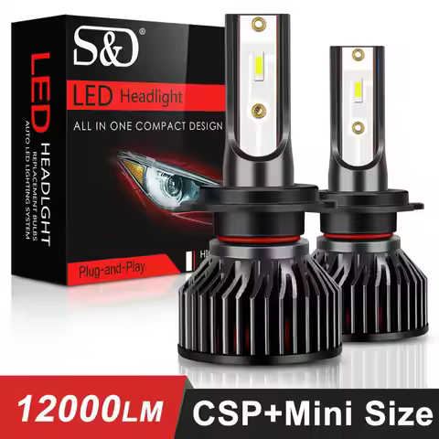 S&D 2Pcs H4 H7 LED Car Headlight Bulbs Super Bright 12000Lm CSP Chip H1 H11 LED Light H3 H8 HB3 HB4