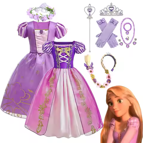 Disney Rapunzel Tangled Princess Dress Girls Costume Halloween Cosplay Birthday Photography Carnival